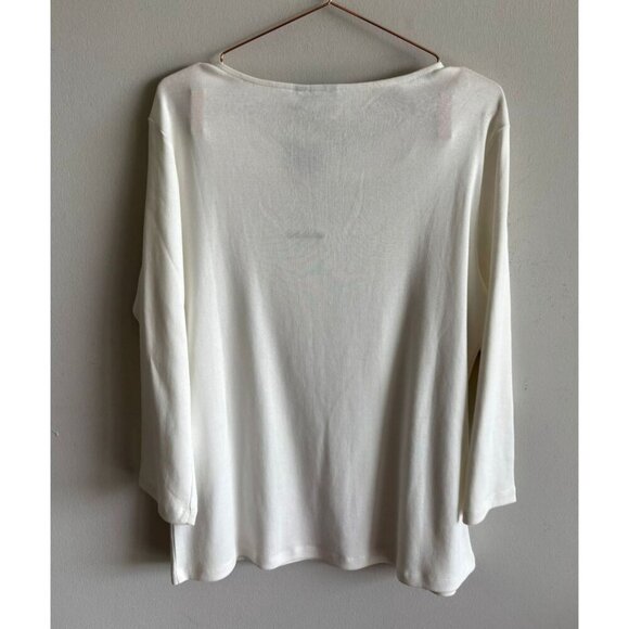 Rafaella Womens Snow White Sparkle Sweater Embellished Knit Top Pullover Sz XL - Picture 3 of 11